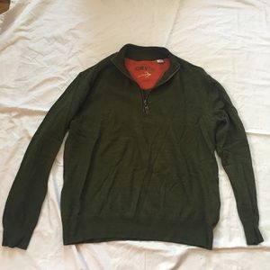 Small Orvis 3/4 Olive zip wool pullover sweater